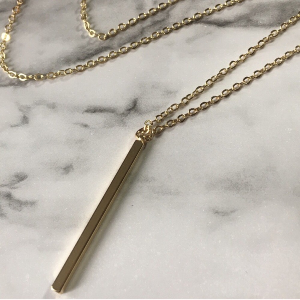 1 Left ⚡️18K Gold Bar Minimalist Necklace - Picture 3 of 5